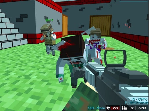 Shooting Zombie Blocky Combat Warfare